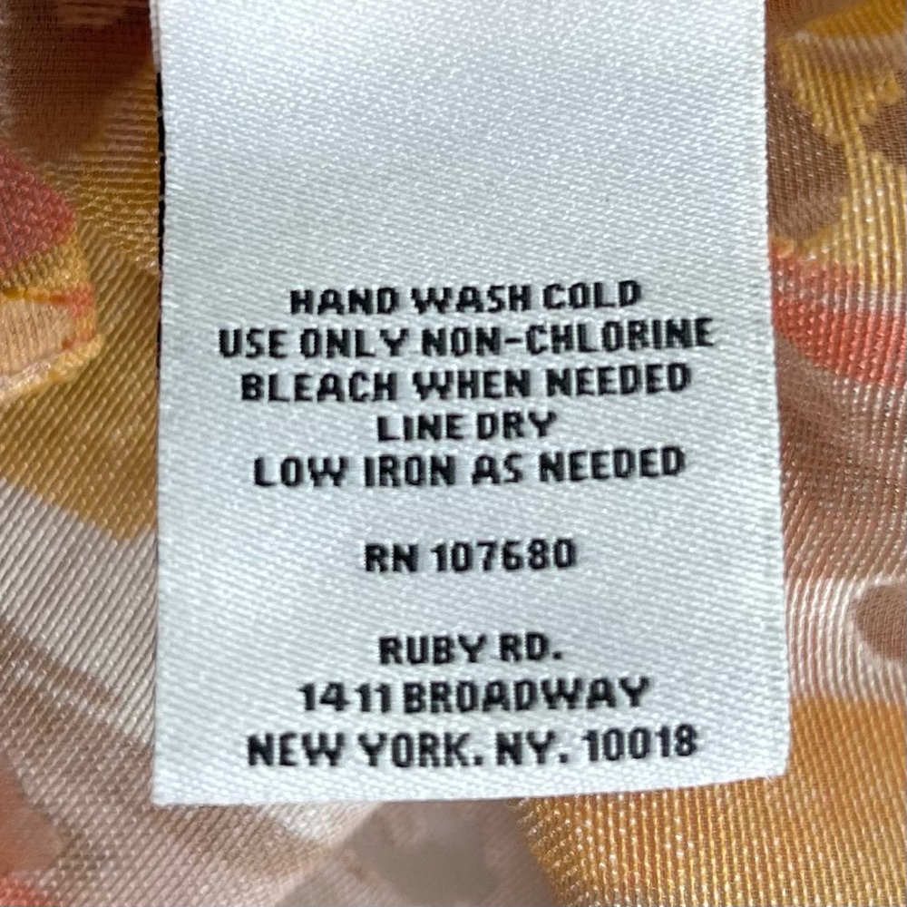 Ruby Rd. Abstract Earthy Watercolor Sheer Button Up Blouse Size 8 - Picture 11 of 14